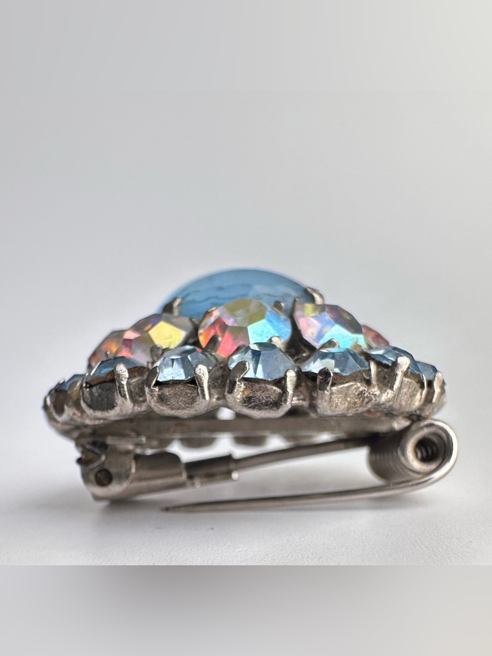 A-F Paris Btè SGDG Vintage from 1930’s Glass and rinestones Brooch/Fur clip - Picture 13 of 14